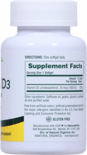 Nature S Plus Vitamin D 1000 IU Softgels 180 Ct Frys Food Stores