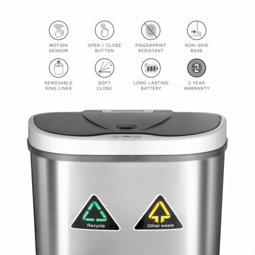 Ninestars Gallon Dual Compartment Motion Sensor Garbage Trash Can