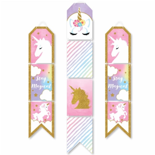 Big Dot Of Happiness Rainbow Unicorn Hanging Vertical Paper Banners