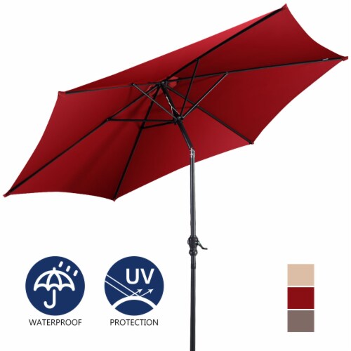 Costway 9FT Patio Umbrella Patio Market Steel Tilt W Crank Outdoor