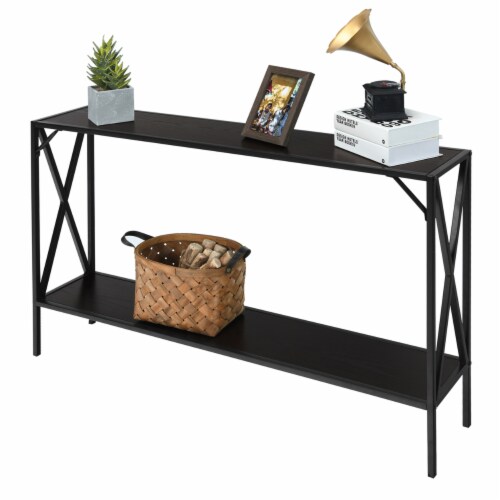 Gymax Console Table Tier Sofa Side Accent Table W Shelf Entryway