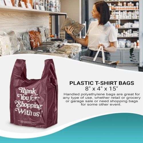 APQ Supply Thank You T Shirt Carry Out Plastic Bags With Micron