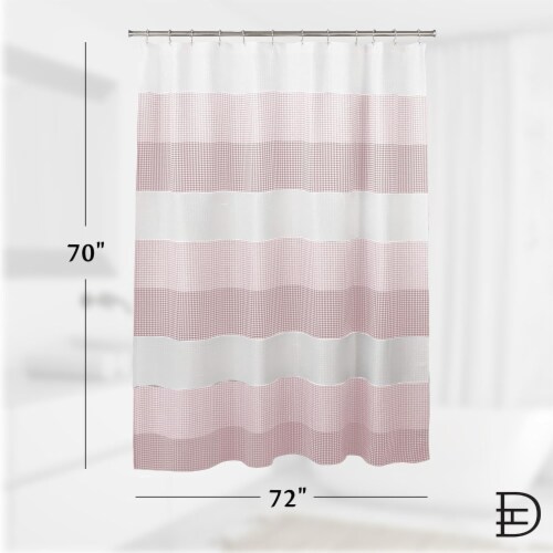 Dainty Home Striped Ombre Waffle Weave Textured Fabric Shower Curtain