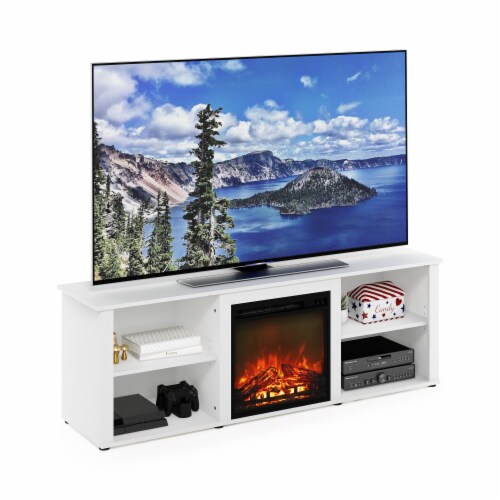 Furinno Montale 70 Inch TV Stand With Fireplace Solid White 1 Kroger