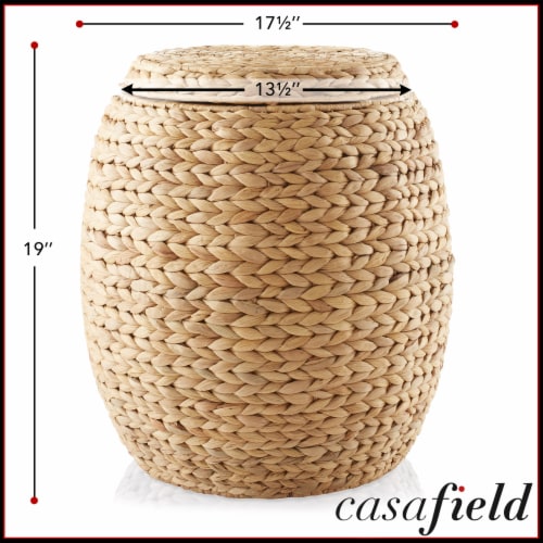 Round Water Hyacinth Storage Basket Hamper With Lid Natural X