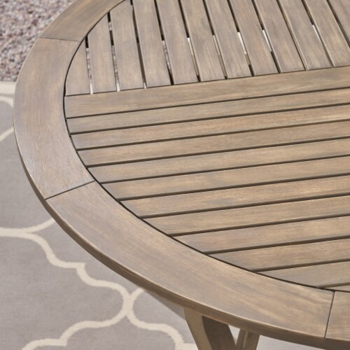 Chloe Outdoor Piece Acacia Wood Dining Set With Round Table Pcs