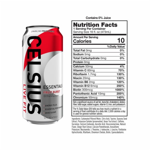 CELSIUS ESSENTIALS Sparkling Cherry Limeade Energy Drink Can 16 Fl Oz