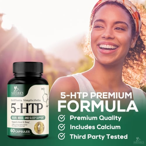 5 HTP Supplement Capsules 200 Mg 5HTP Plus Calcium For Brain Support