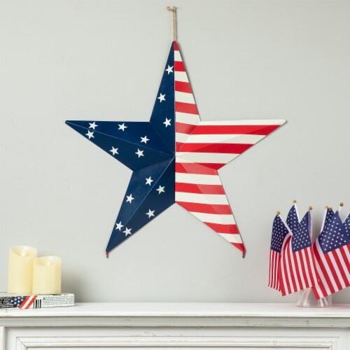 Glitzhome H Metal Patriotic Star Yardstake Or Wall Decor Set Of