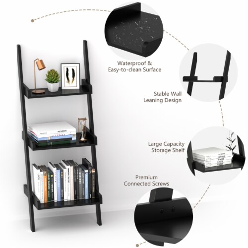 Costway Tier Leaning Rack Wall Ladder Book Shelf Bookcase Storage