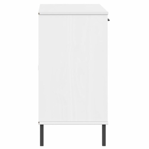 Vidaxl Sideboard With Metal Legs White X X Solid Wood Oslo