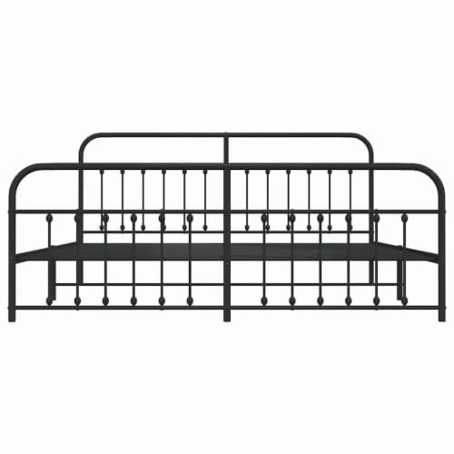 Vidaxl Metal Bed Frame With Headboard And Footboard Black X King