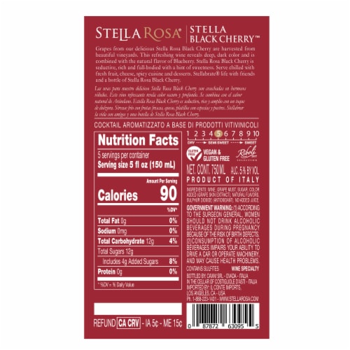 Stella Rosa Black Cherry Semi Sweet Italian Red Wine Ml Kroger