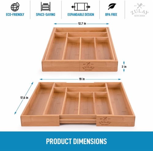 Zulay Kitchen Expandable Bamboo Kitchen Drawer Organizer 1 Fred Meyer