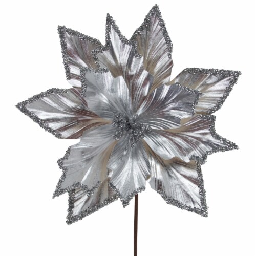 Northlight 24 Metallic Silver Poinsettia Christmas Stem Spray 1 Kroger