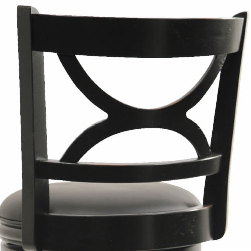 Ava Inch Swivel Bar Stool Solid Wood Rich Faux Leather Midnight