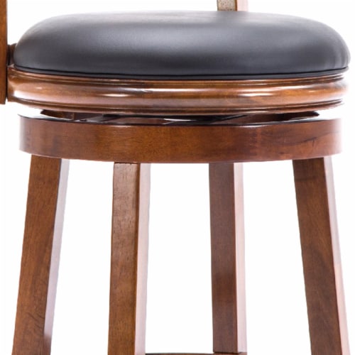 Pal Inch Swivel Counter Stool Solid Wood Bonded Leather Walnut