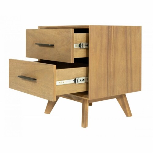 Cid Allie 18 Inch Modern Nightstand 2 Drawers Solid Acacia Walnut