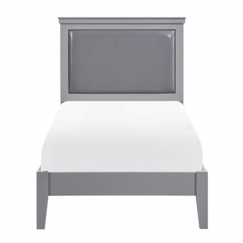 Lexicon Seabright Traditional Wood And Faux Leather Twin Bed In Gray