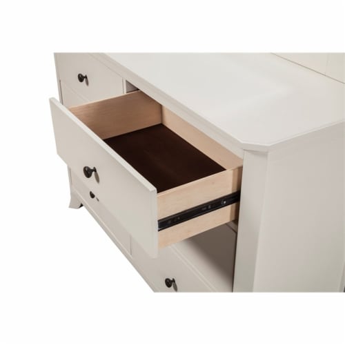 Bowery Hill Coastal Drawer Wood Nightstand With Shelves In White