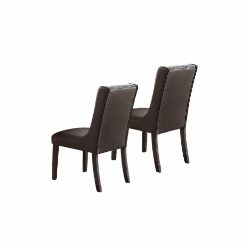 Espresso Faux Leather Dining Chairs With Button Tufted Back Set Of 2