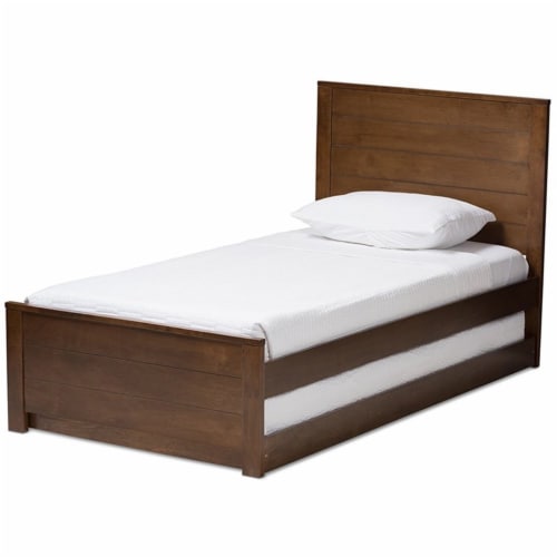 Baxton Studio Catalina Twin Platform Bed With Trundle In Walnut Brown