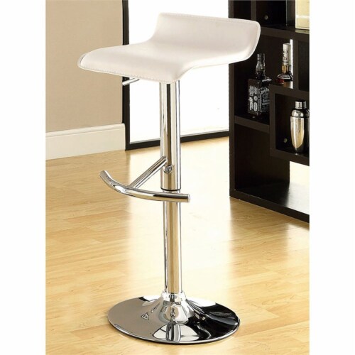 Bowery Hill Faux Leather Adjustable Backless Bar Stool In White Set Of