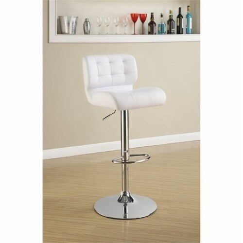 Bowery Hill Faux Leather Upholstered Adjustable Bar Stool In White Set