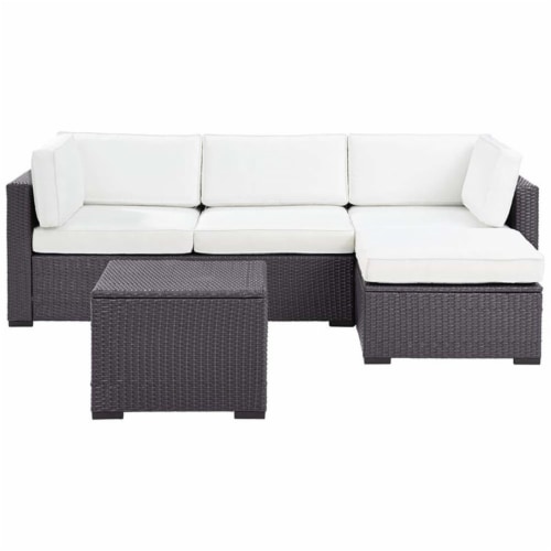 Biscayne Upholstery Piece Wicker Patio Sectional Set In White Crosley