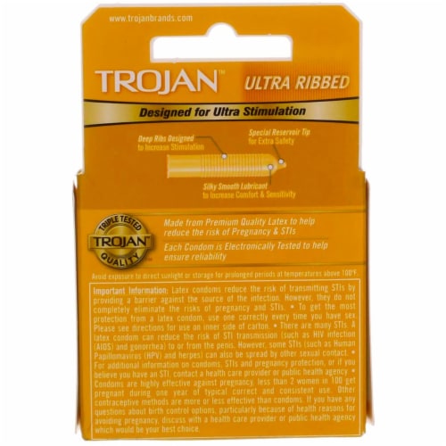 Trojan Stimulations Ultra Ribbed Lubricated Condom Ct Pack Of