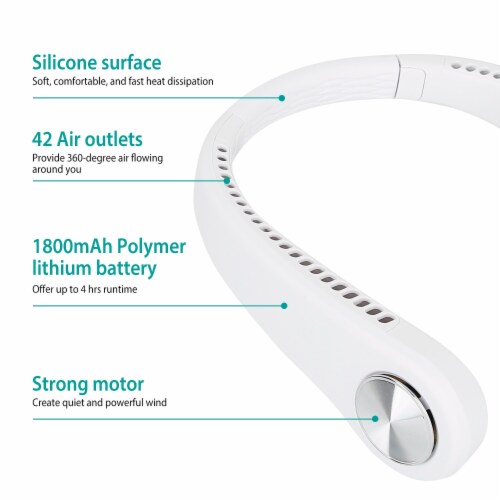 Usb Bladeless Neck Fan White Portable Hands Free Cooling Fan Set