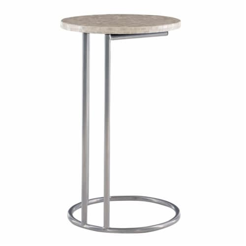 Linon Ansel Round Capiz Mosaic Fully Assembled Accent Table Metal Legs