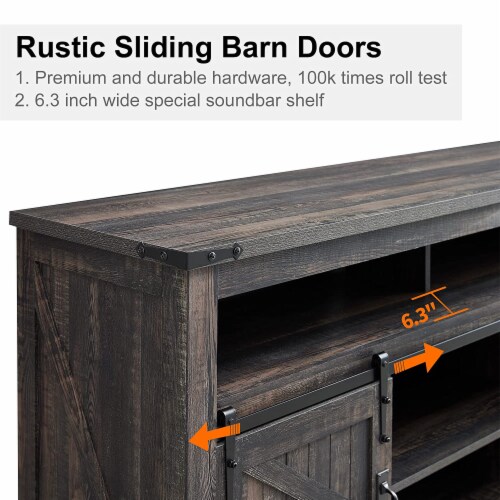 OKD 60 Inch Sliding Barn Door Wooden Farmhouse Highboy TV Table Stand