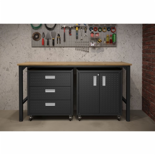 Manhattan Comfort 3 Piece Fortress Mobile Space Saving Steel Garage