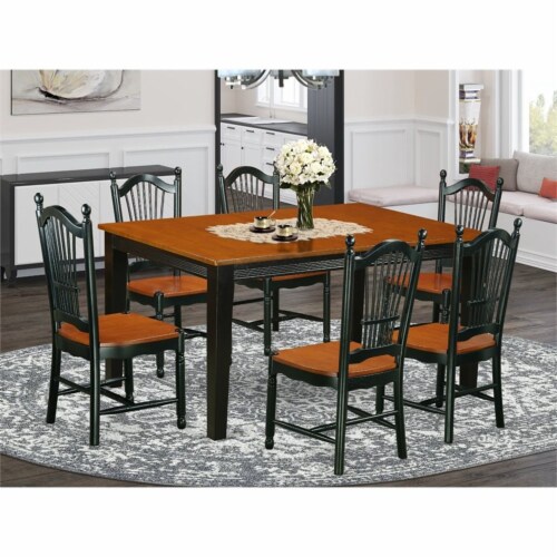 East West Furniture Quincy 7 Piece Wood Dining Set In Black Cherry 1