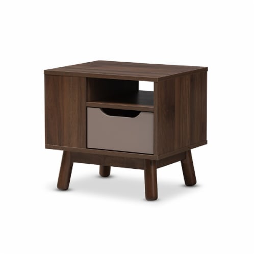 Baxton Studio Britta Mid Century Modern Walnut Brown And Grey Two Tone