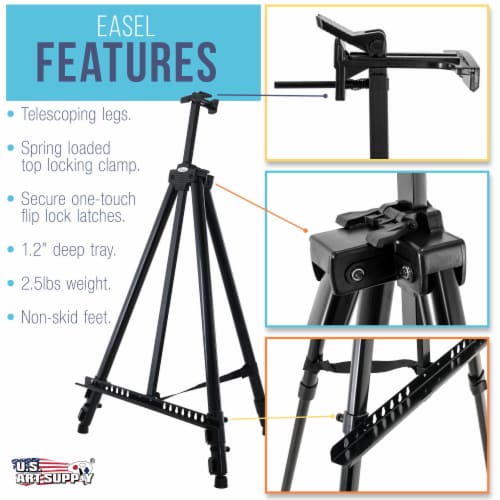 84 XL Reinforced Aluminum Easel Black Tripod Artist Field Display