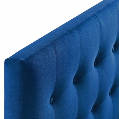 Emily King Biscuit Tufted Performance Velvet Headboard Navy 3 5x78